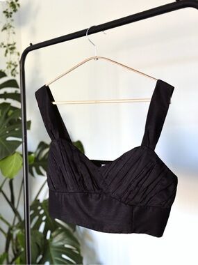 Aritzia Wilfred Rhapsody Bustier Crop Top Blouse Black - Size 10